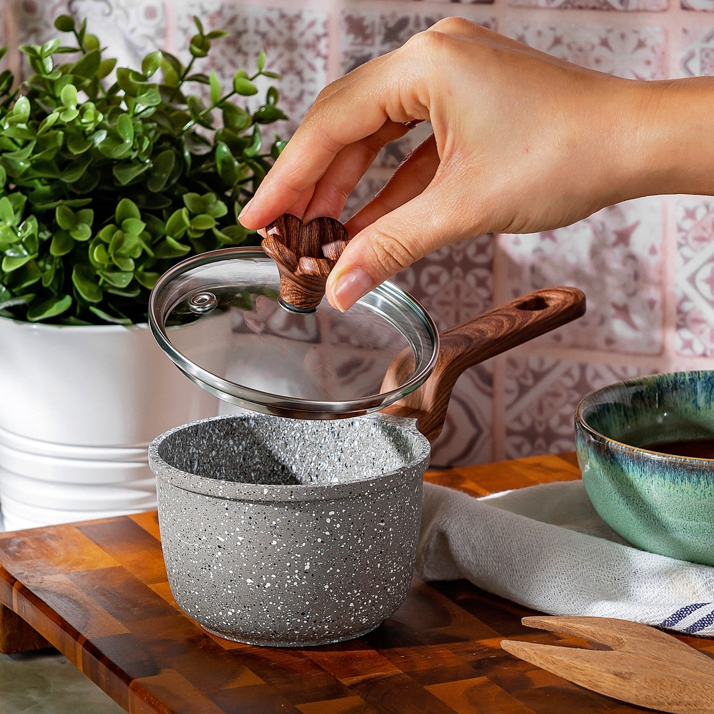 Pre-order 65 Days Delivery - Karaca Dark Silver Biogranite Mini Saucepan 10 cm 153.03.08.0086