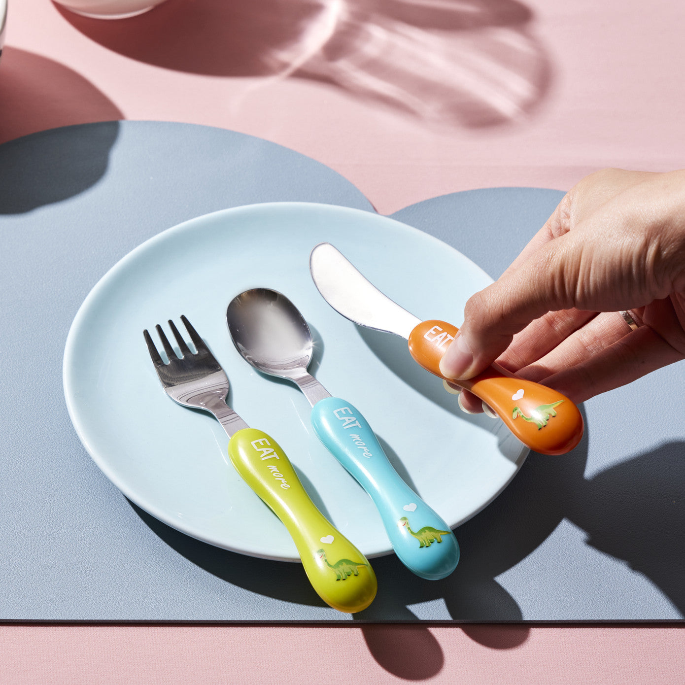 Pre-order 65 Days Delivery - Karaca Dinosaur 3 Piece Children's Cutlery Set 153.03.08.2577