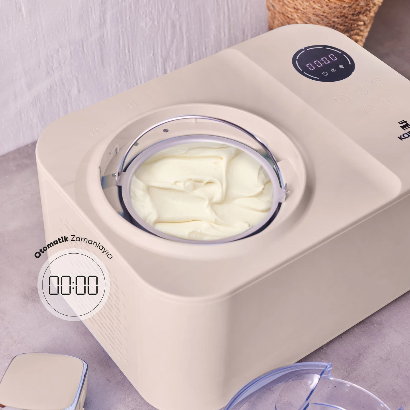 Pre-order 65 Days Delivery - Karaca 2 in 1 Automatic Ice Cream Maker Machine with Mixer and Freezer Vanilla 153.09.01.0964