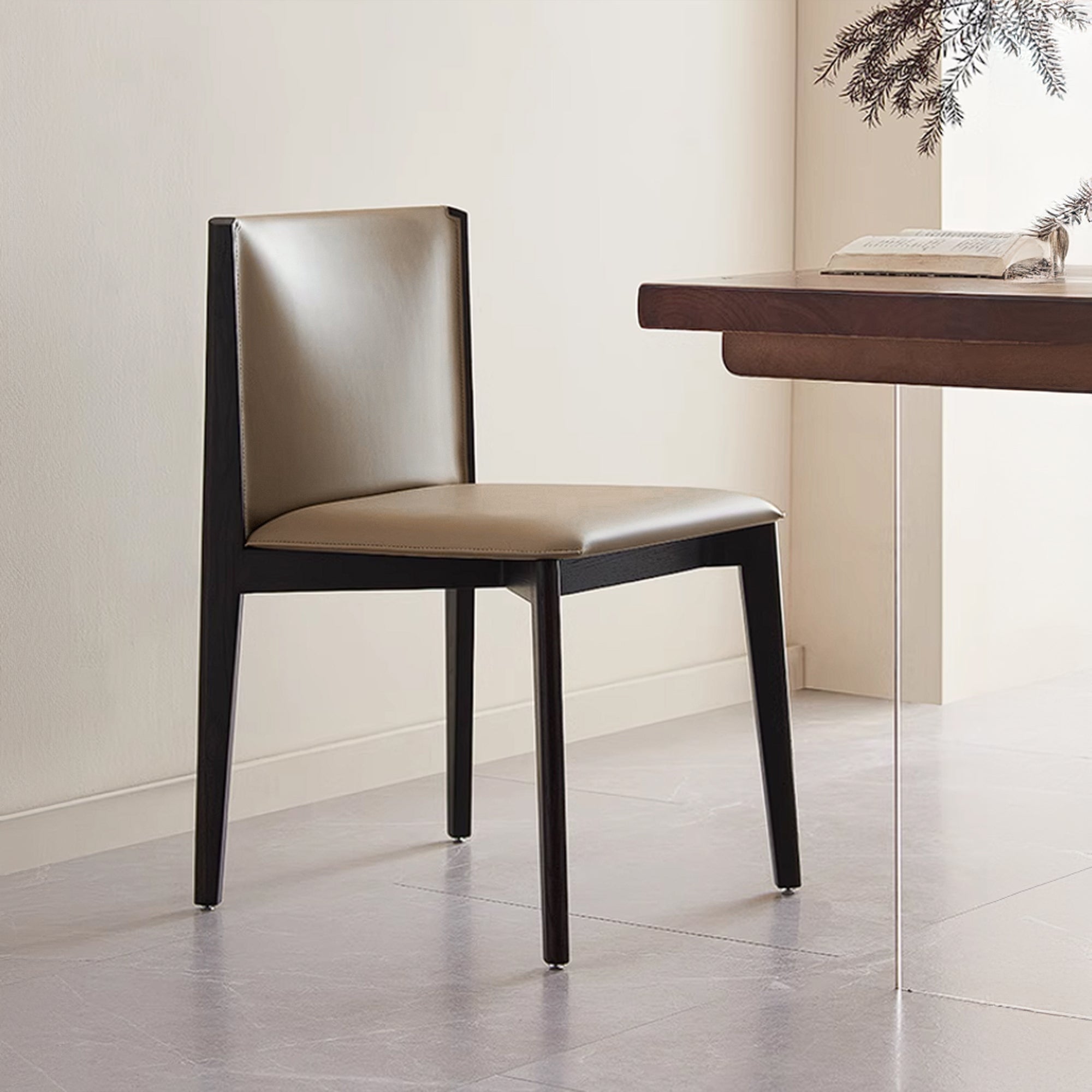 Dark Saddle Leather Dining Chair PS-B132-1 -  Chairs - ebarza Furniture UAE | Shop Modern Furniture in Abu Dhabi & Dubai - مفروشات ايبازرا في الامارات | تسوق اثاث عصري وديكورات مميزة في دبي وابوظبي