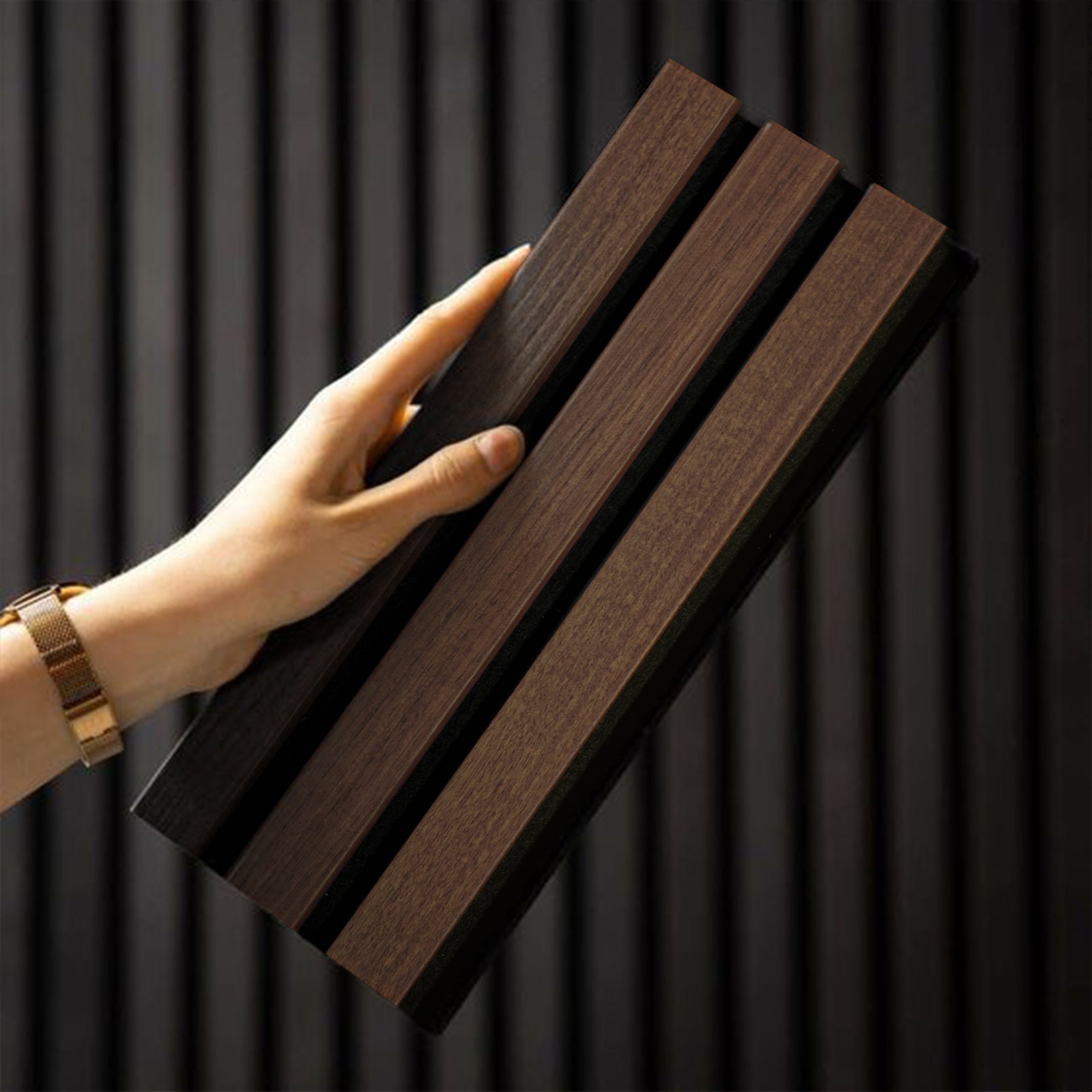 Slat Acoustic Panel 35-15mm Fire Retardant 300x60x2.1cm SMOKED-OAKED -  Wall Panels - ebarza Furniture UAE | Shop Modern Furniture in Abu Dhabi & Dubai - مفروشات ايبازرا في الامارات | تسوق اثاث عصري وديكورات مميزة في دبي وابوظبي