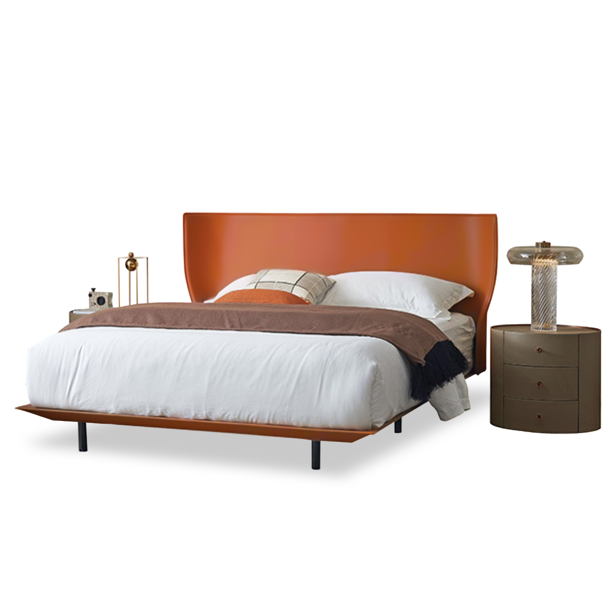 Pre-order 75 Days Delivery Verona Orange Single Size Bed MLL-F13  M7 orange -  Bedsteads | سرير فيرونا - ebarza Furniture UAE | Shop Modern Furniture in Abu Dhabi & Dubai - مفروشات ايبازرا في الامارات | تسوق اثاث عصري وديكورات مميزة في دبي وابوظبي