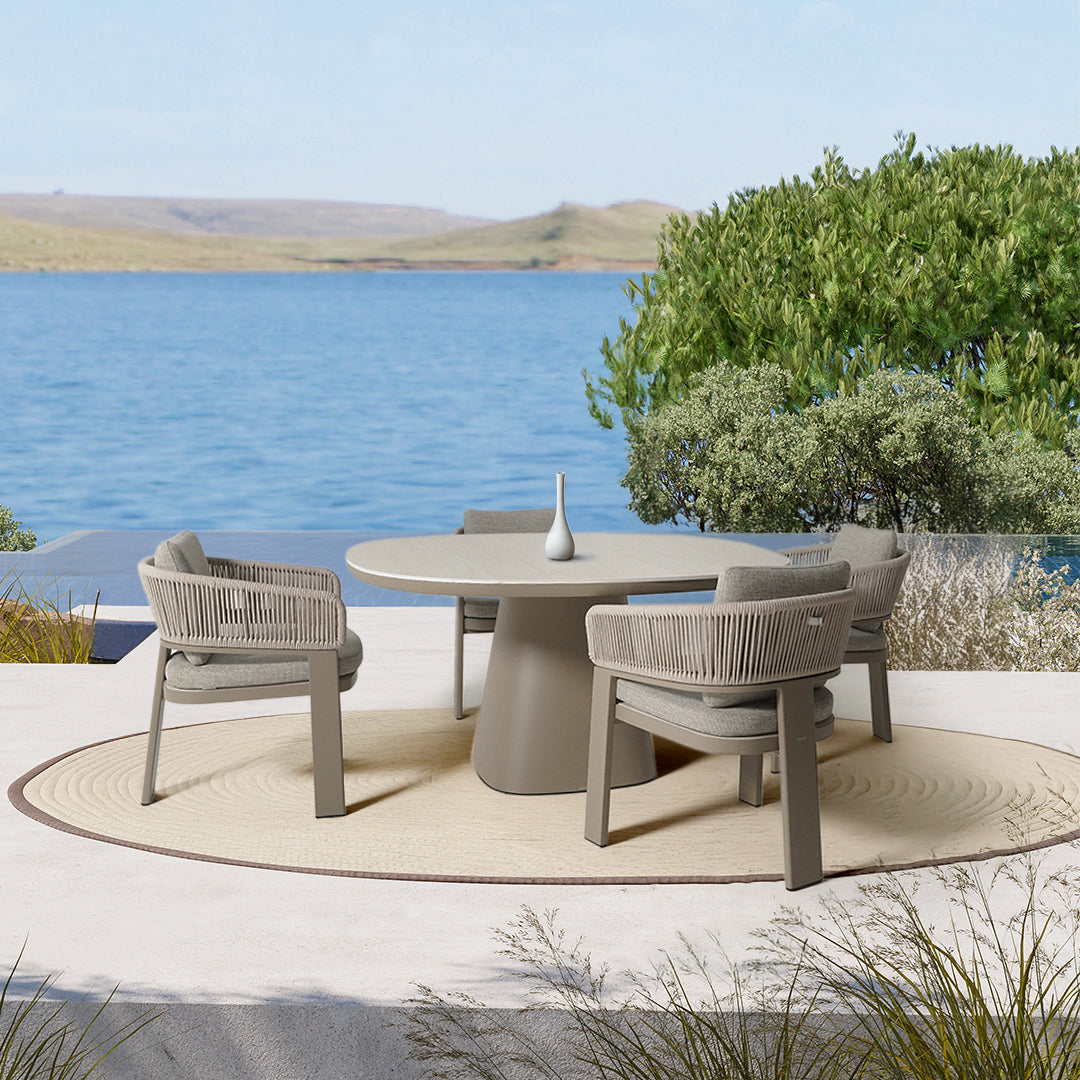 Cayenne Outdoor Ceramic Top Dining Table 150cm - AM9030N47CER+AL5540H37ALU