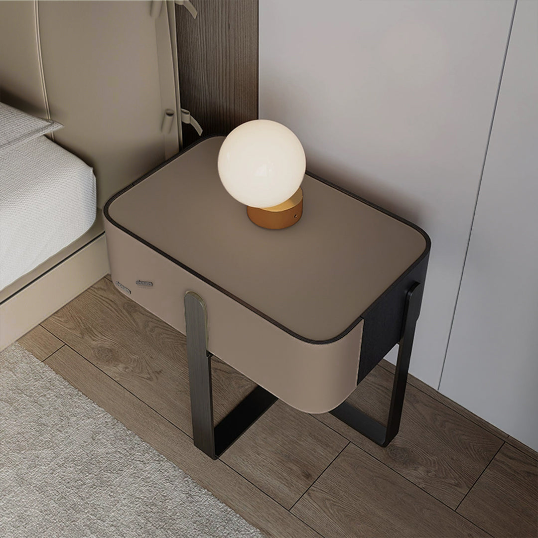 Saddle Leather Bedside Table JK-E18 -  Bedside Tables - ebarza Furniture UAE | Shop Modern Furniture in Abu Dhabi & Dubai - مفروشات ايبازرا في الامارات | تسوق اثاث عصري وديكورات مميزة في دبي وابوظبي