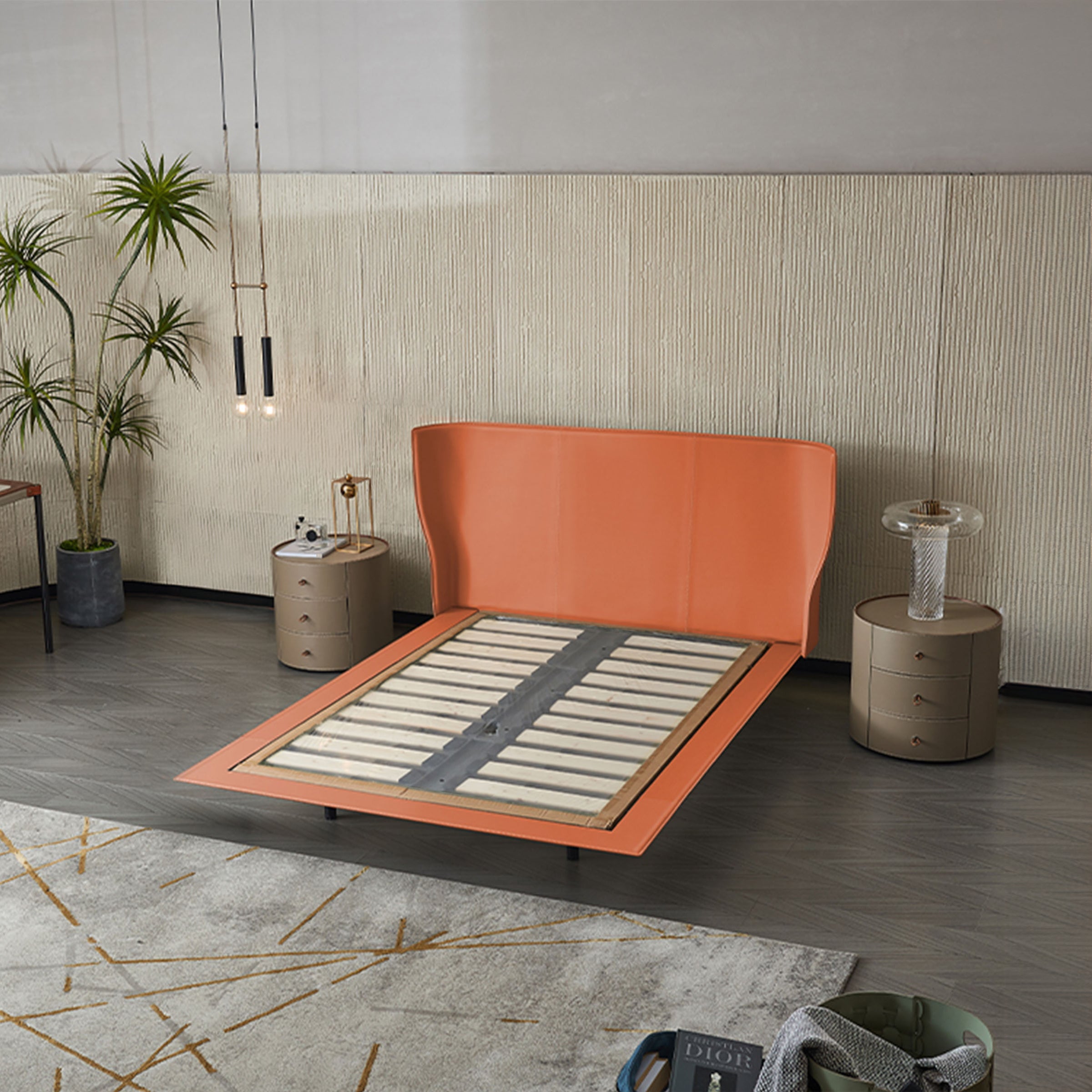 Pre-order 75 Days Delivery Verona Orange Single Size Bed MLL-F13  M7 orange -  Bedsteads | سرير فيرونا - ebarza Furniture UAE | Shop Modern Furniture in Abu Dhabi & Dubai - مفروشات ايبازرا في الامارات | تسوق اثاث عصري وديكورات مميزة في دبي وابوظبي