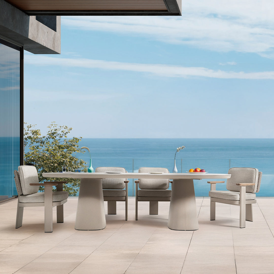 Pre-order 85 Days Delivery Block Outdoor Dining Table with Ceramic Top - AM9030N45CER + AL5540H37ALU/Block