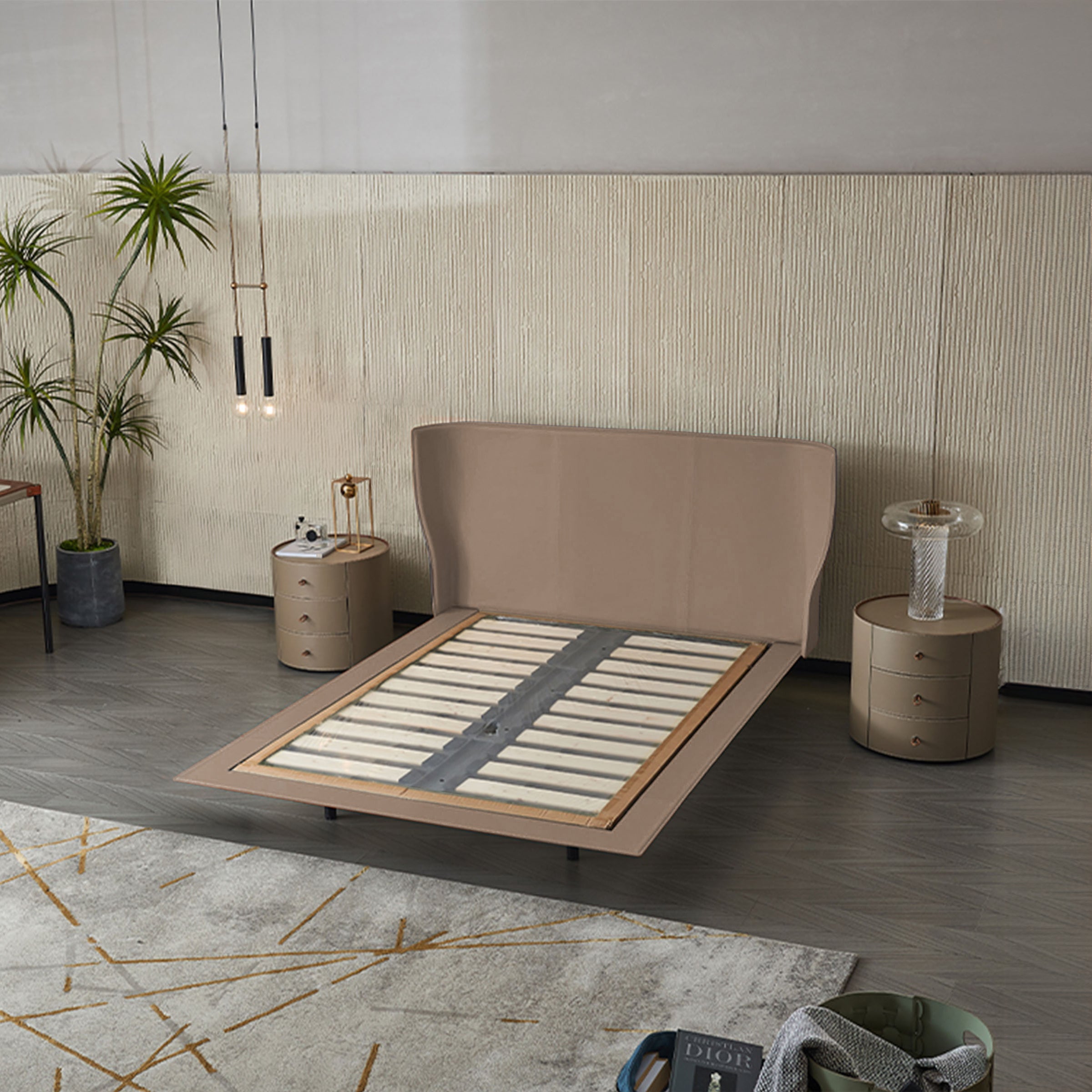 Pre-order 75 Days Delivery Verona Single Size Bed MLL-F13 Khaki -  Bedsteads | سرير فيرونا - ebarza Furniture UAE | Shop Modern Furniture in Abu Dhabi & Dubai - مفروشات ايبازرا في الامارات | تسوق اثاث عصري وديكورات مميزة في دبي وابوظبي