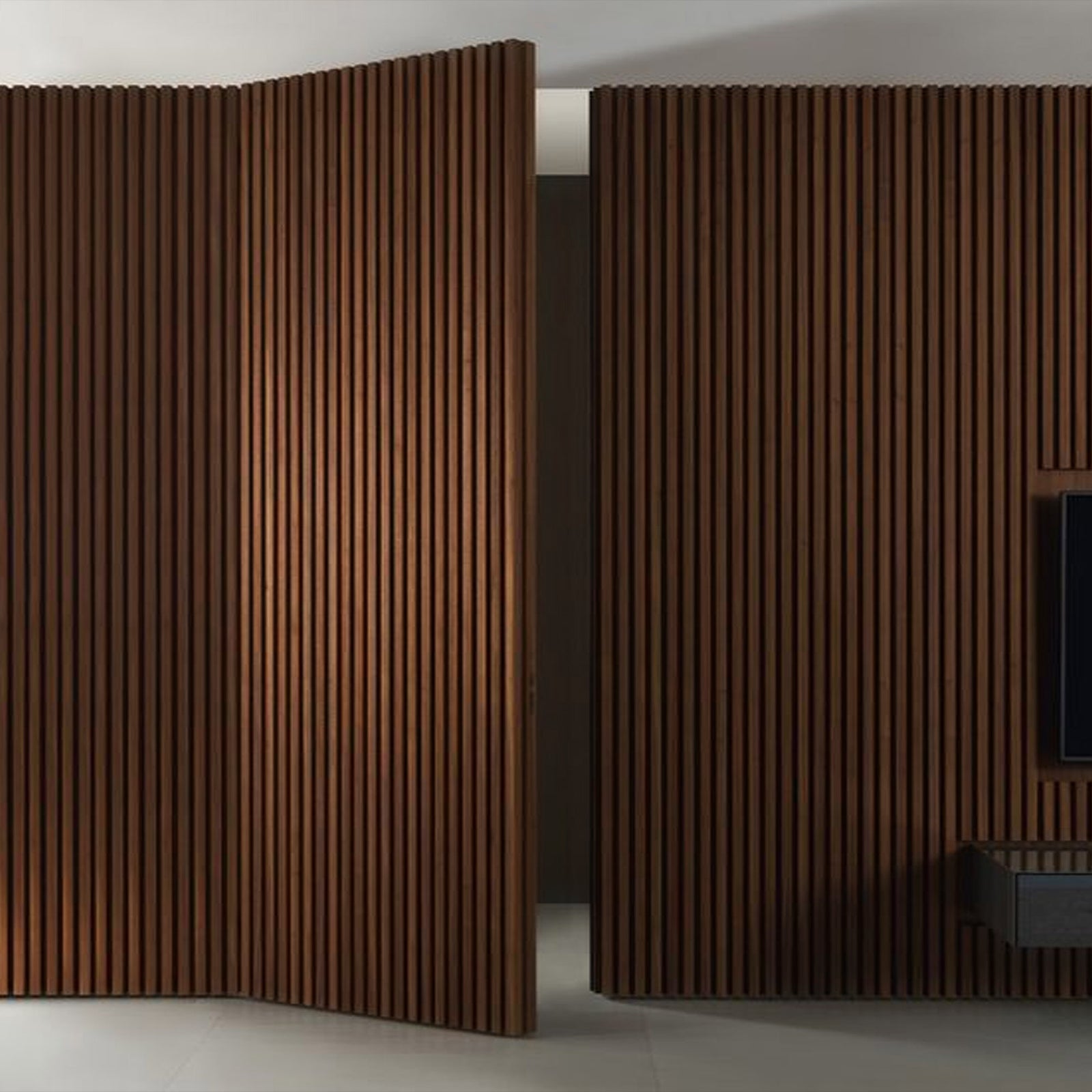 Slat Acoustic Panel 35-15mm Fire Retardant 300x60x2.1cm Walnut-Oak002 -  Wall Panels - ebarza Furniture UAE | Shop Modern Furniture in Abu Dhabi & Dubai - مفروشات ايبازرا في الامارات | تسوق اثاث عصري وديكورات مميزة في دبي وابوظبي