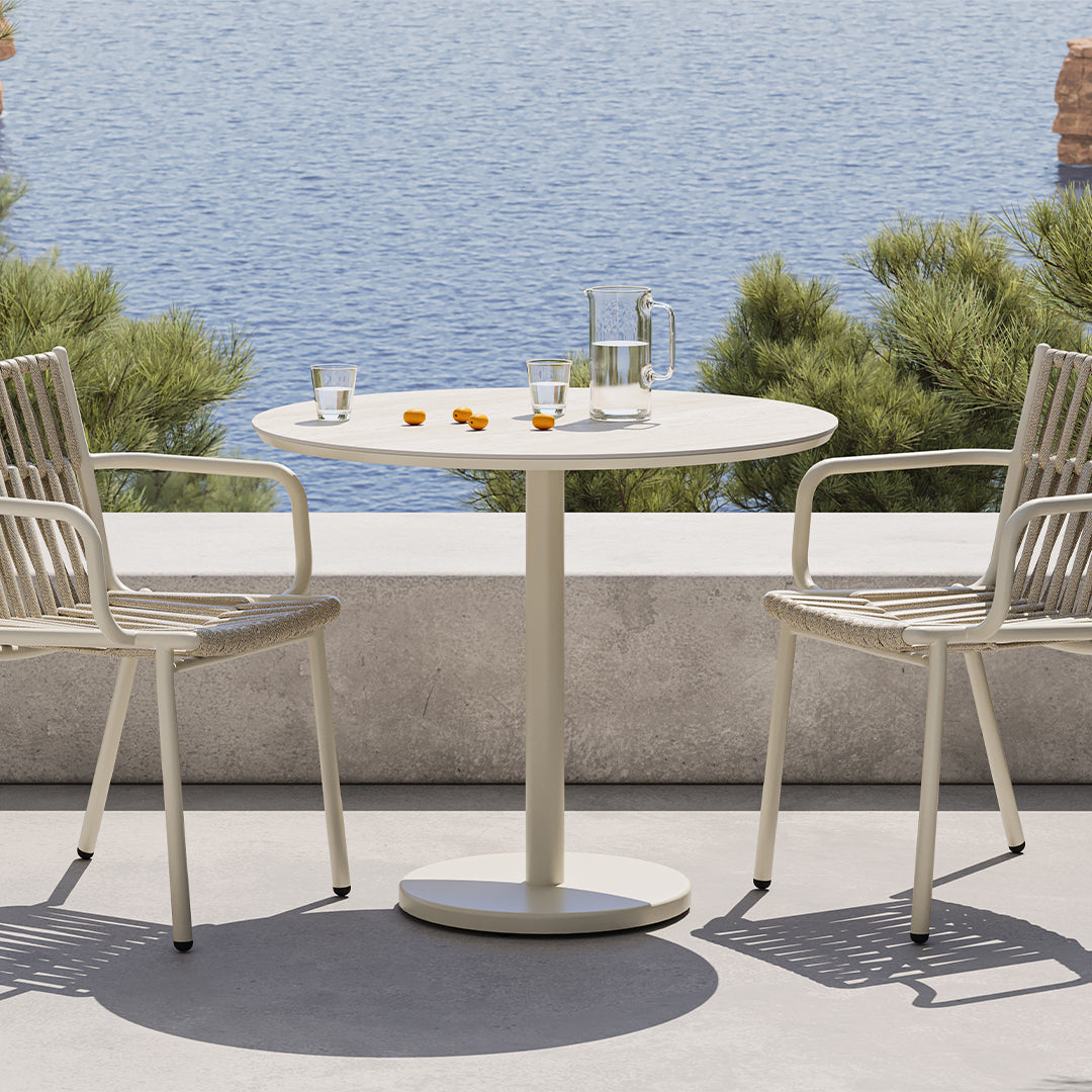 BERGEN DINING TABLE D70 AM9028N47CER + AB0607N37ALU -  Outdoor Tables - ebarza Furniture UAE | Shop Modern Furniture in Abu Dhabi & Dubai - مفروشات ايبازرا في الامارات | تسوق اثاث عصري وديكورات مميزة في دبي وابوظبي