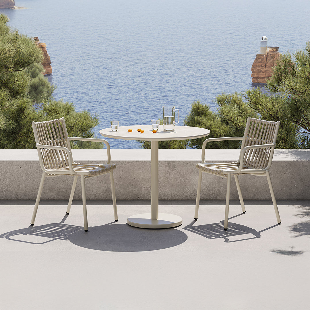 BERGEN DINING TABLE D70 AM9028N47CER + AB0607N37ALU -  Outdoor Tables - ebarza Furniture UAE | Shop Modern Furniture in Abu Dhabi & Dubai - مفروشات ايبازرا في الامارات | تسوق اثاث عصري وديكورات مميزة في دبي وابوظبي