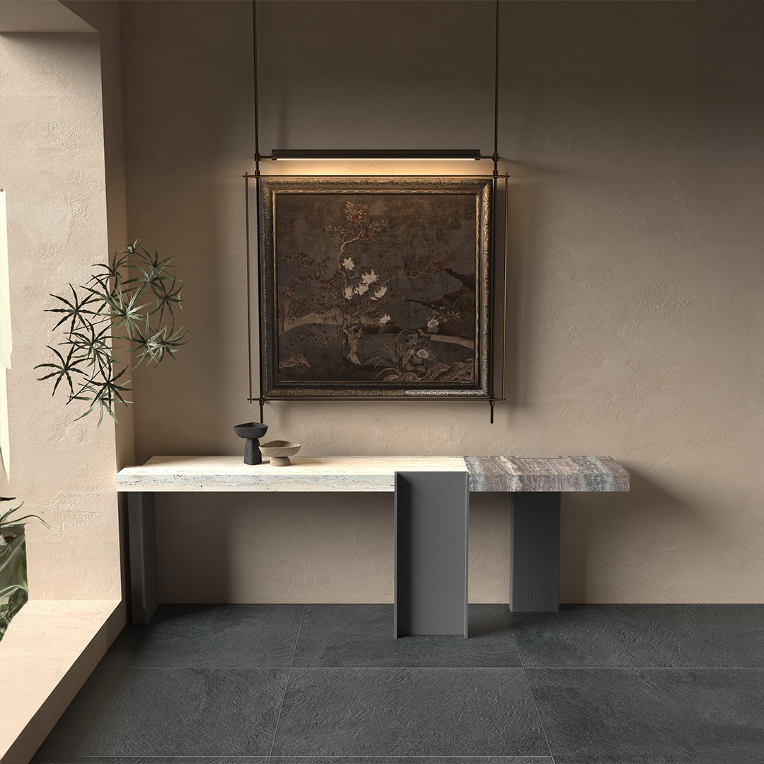 Bogota Travertine Console with 3 legs - EB07HT -  Consoles - ebarza Furniture UAE | Shop Modern Furniture in Abu Dhabi & Dubai - مفروشات ايبازرا في الامارات | تسوق اثاث عصري وديكورات مميزة في دبي وابوظبي