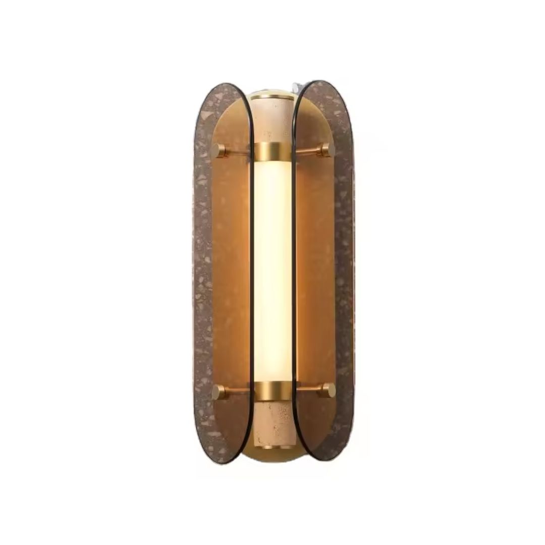 Brass Aluminum And Marble LED Wall Lamp MB21955-2-150 -  Wall Lamps - ebarza Furniture UAE | Shop Modern Furniture in Abu Dhabi & Dubai - مفروشات ايبازرا في الامارات | تسوق اثاث عصري وديكورات مميزة في دبي وابوظبي