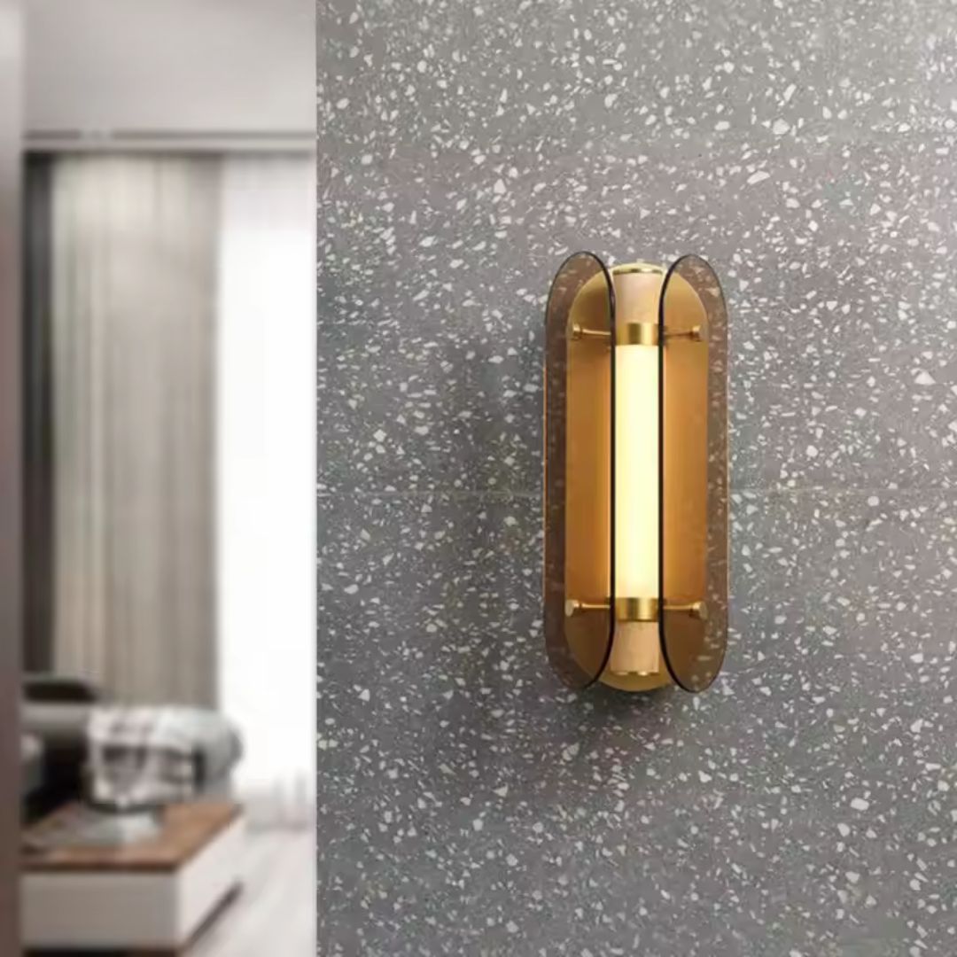 Brass Aluminum And Marble LED Wall Lamp MB21955-2-150 -  Wall Lamps - ebarza Furniture UAE | Shop Modern Furniture in Abu Dhabi & Dubai - مفروشات ايبازرا في الامارات | تسوق اثاث عصري وديكورات مميزة في دبي وابوظبي