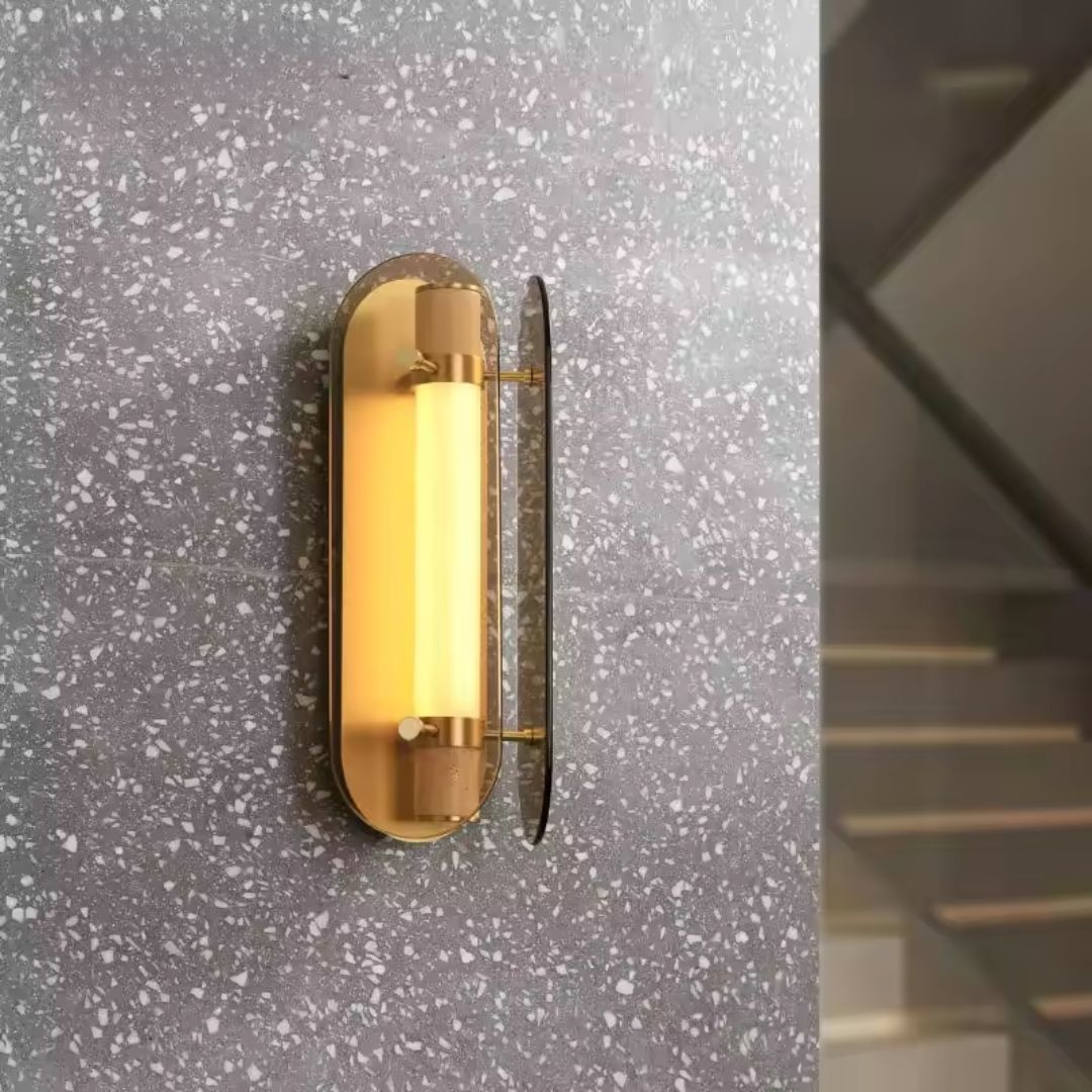 Brass Aluminum And Marble LED Wall Lamp MB21955-2-150 -  Wall Lamps - ebarza Furniture UAE | Shop Modern Furniture in Abu Dhabi & Dubai - مفروشات ايبازرا في الامارات | تسوق اثاث عصري وديكورات مميزة في دبي وابوظبي