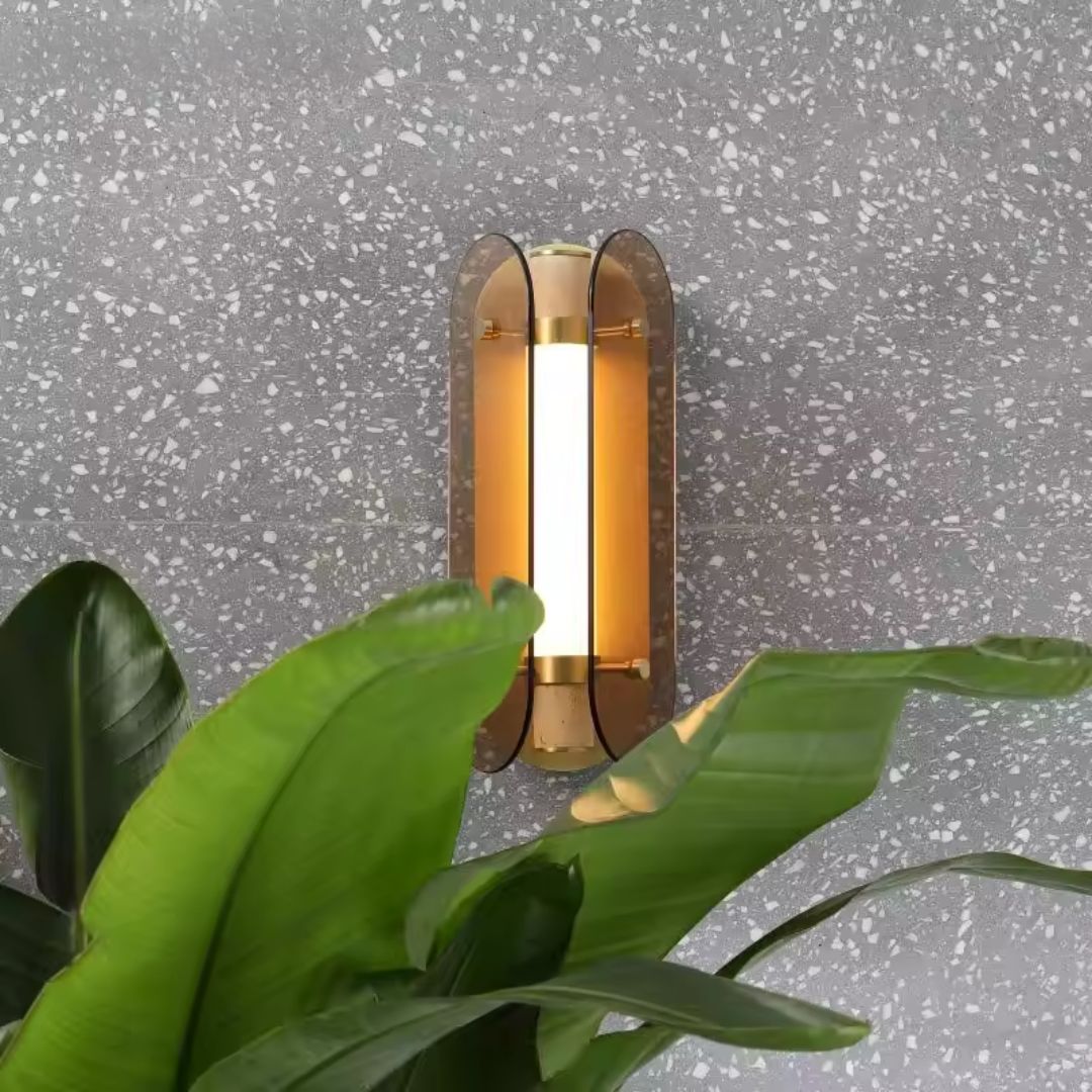 Brass Aluminum And Marble LED Wall Lamp MB21955-2-150 -  Wall Lamps - ebarza Furniture UAE | Shop Modern Furniture in Abu Dhabi & Dubai - مفروشات ايبازرا في الامارات | تسوق اثاث عصري وديكورات مميزة في دبي وابوظبي