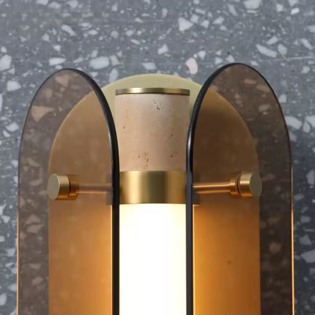 Brass Aluminum And Marble LED Wall Lamp MB21955-2-150 -  Wall Lamps - ebarza Furniture UAE | Shop Modern Furniture in Abu Dhabi & Dubai - مفروشات ايبازرا في الامارات | تسوق اثاث عصري وديكورات مميزة في دبي وابوظبي