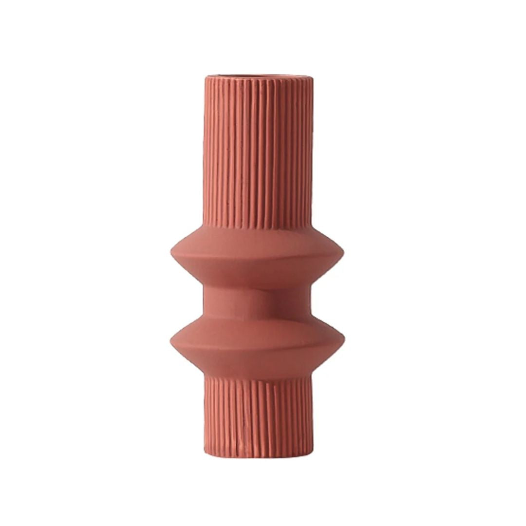 Brown Double Ring Vase-A FA-D21105A -  Vases - ebarza Furniture UAE | Shop Modern Furniture in Abu Dhabi & Dubai - مفروشات ايبازرا في الامارات | تسوق اثاث عصري وديكورات مميزة في دبي وابوظبي