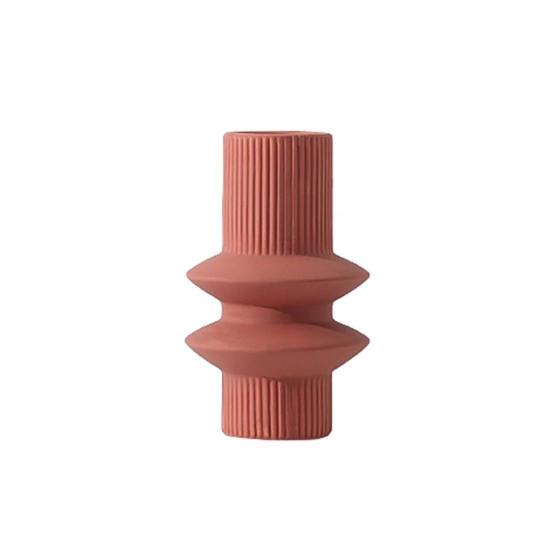 Brown Double Ring Vase-C FA-D21105C -  Vases - ebarza Furniture UAE | Shop Modern Furniture in Abu Dhabi & Dubai - مفروشات ايبازرا في الامارات | تسوق اثاث عصري وديكورات مميزة في دبي وابوظبي