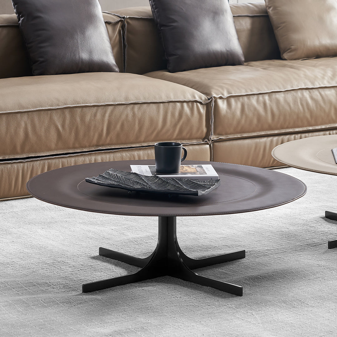 Pre-order 25 Days Delivery - Brown Saddle Leather Coffee Table - LT082/Brown