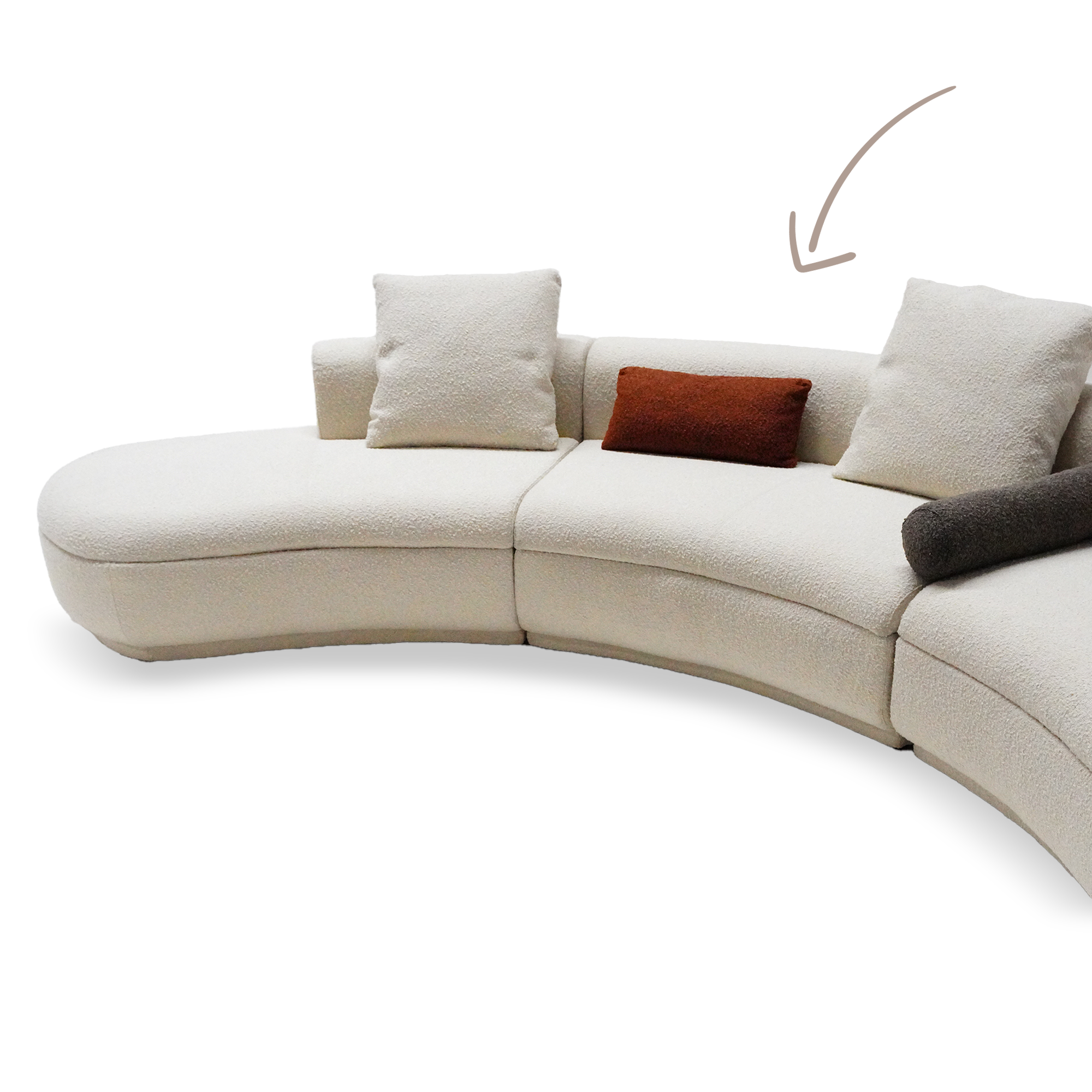 Teddy Curved Two Seater Module - SF061-B -  Sofas - ebarza Furniture UAE | Shop Modern Furniture in Abu Dhabi & Dubai - مفروشات ايبازرا في الامارات | تسوق اثاث عصري وديكورات مميزة في دبي وابوظبي