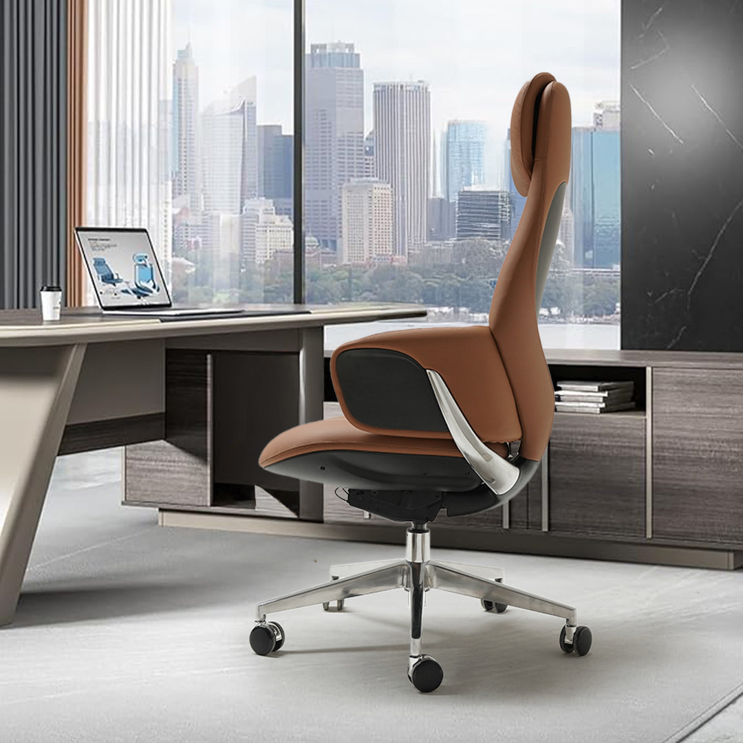 Norris Leather Office Chair With Wheels 8006H -  Office Chairs - ebarza Furniture UAE | Shop Modern Furniture in Abu Dhabi & Dubai - مفروشات ايبازرا في الامارات | تسوق اثاث عصري وديكورات مميزة في دبي وابوظبي