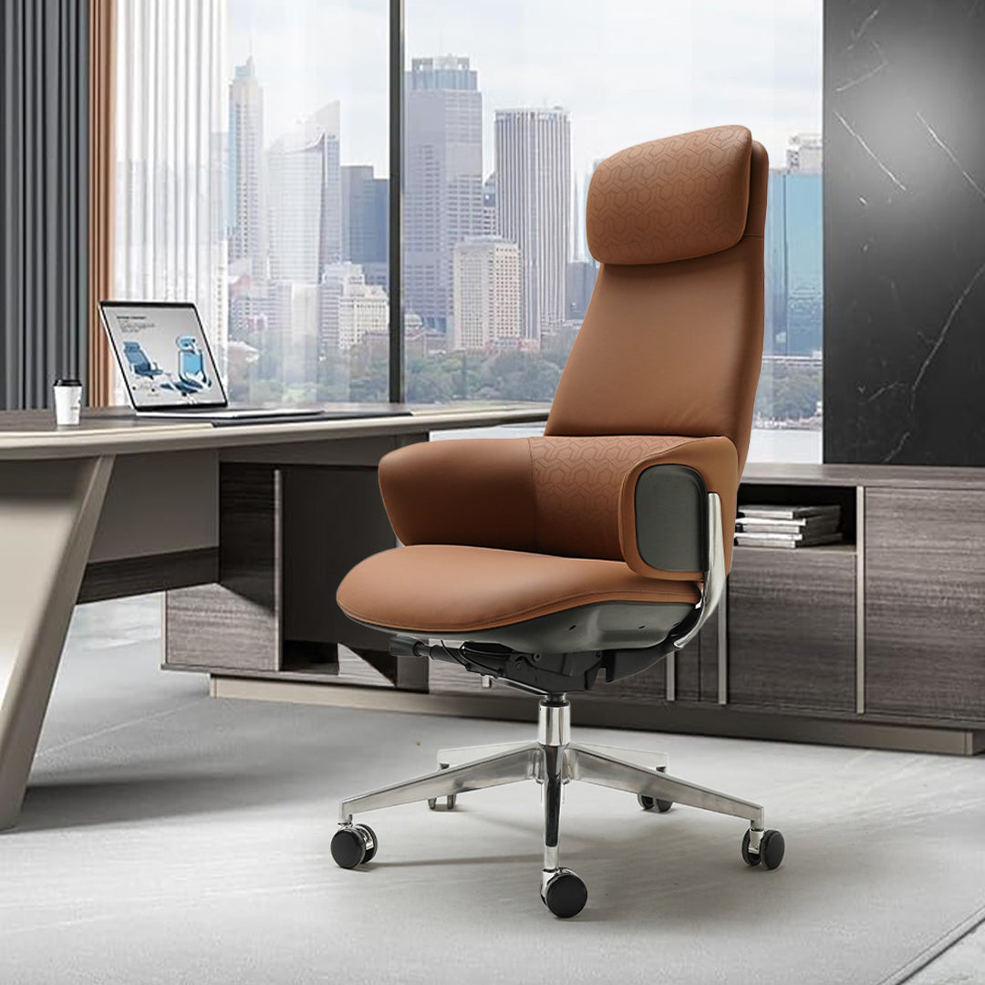 Norris Leather Office Chair With Wheels 8006H -  Office Chairs - ebarza Furniture UAE | Shop Modern Furniture in Abu Dhabi & Dubai - مفروشات ايبازرا في الامارات | تسوق اثاث عصري وديكورات مميزة في دبي وابوظبي