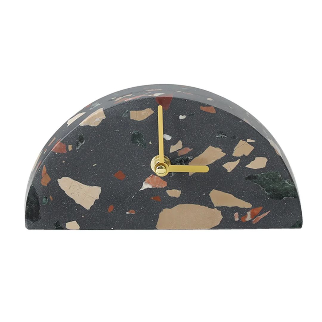 Half Round Stone Clock Dark Color FB-T24001B -  Clocks - ebarza Furniture UAE | Shop Modern Furniture in Abu Dhabi & Dubai - مفروشات ايبازرا في الامارات | تسوق اثاث عصري وديكورات مميزة في دبي وابوظبي