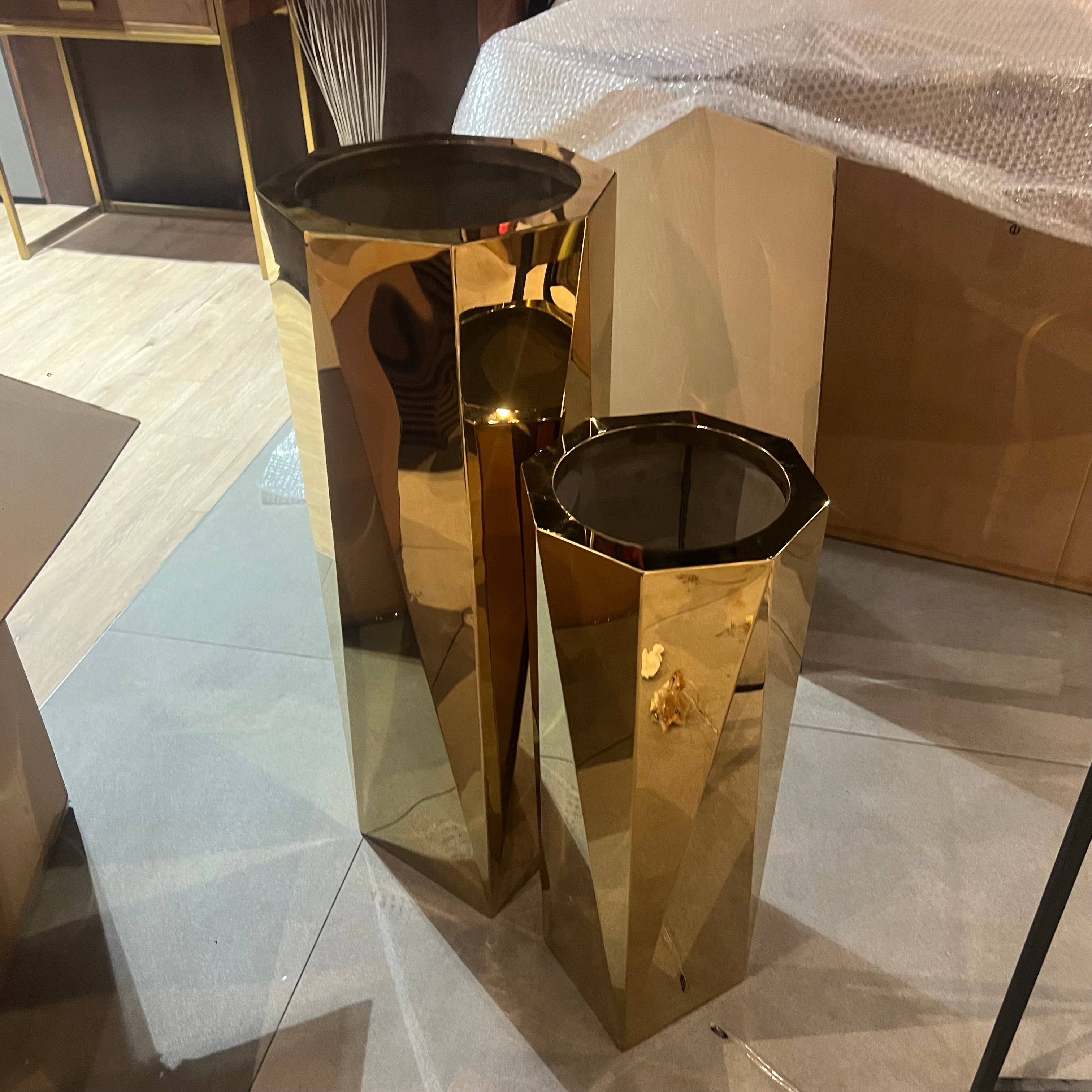 Display Item - Set Of 3 Large Stainless Steel Planter Box Jks094-95-96 Tg-P01-G-Nakheel -  DISPLAY ITEM - ebarza Furniture UAE | Shop Modern Furniture in Abu Dhabi & Dubai - مفروشات ايبازرا في الامارات | تسوق اثاث عصري وديكورات مميزة في دبي وابوظبي