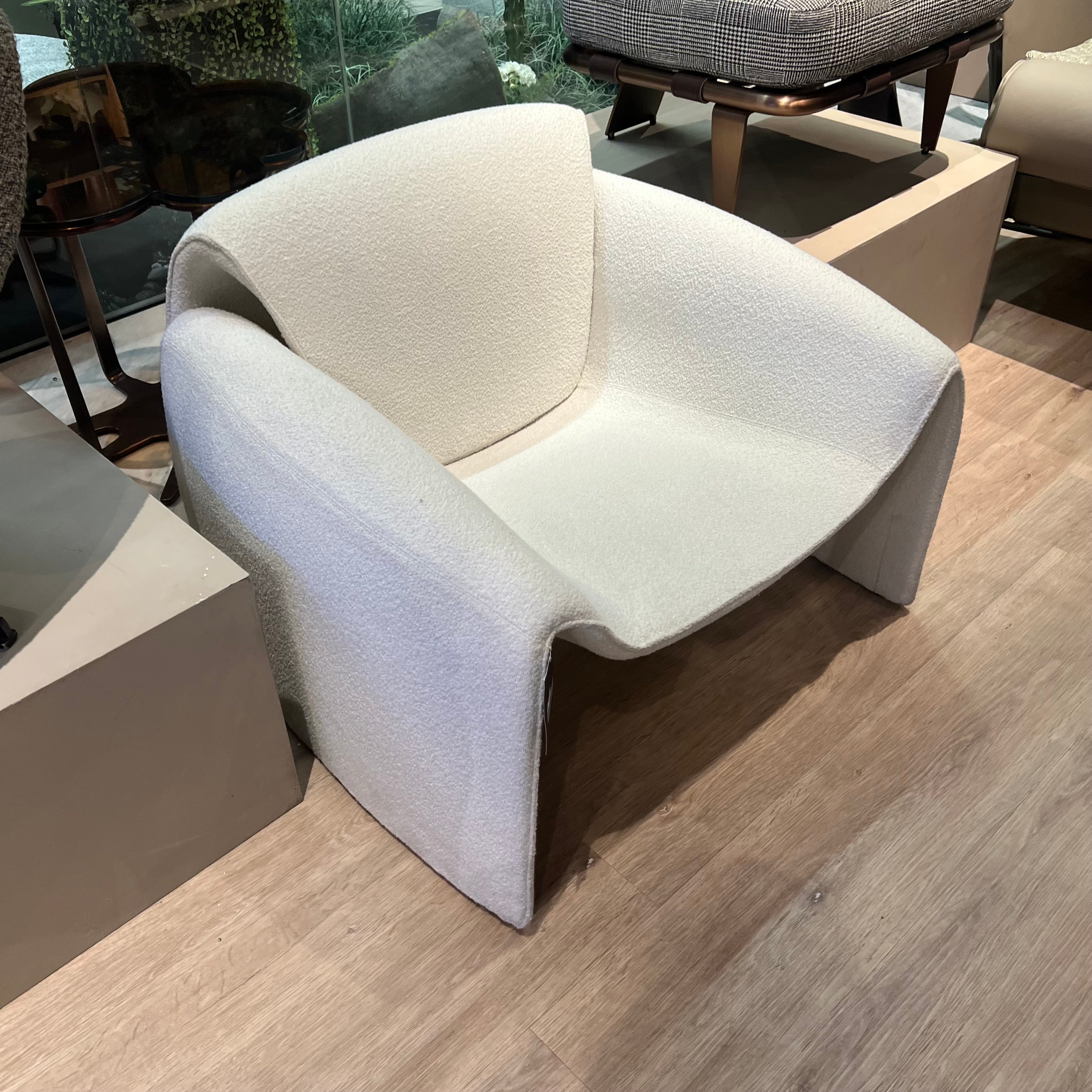 Display Item - New Drancy White Armchair LC056-White beige Nakheel