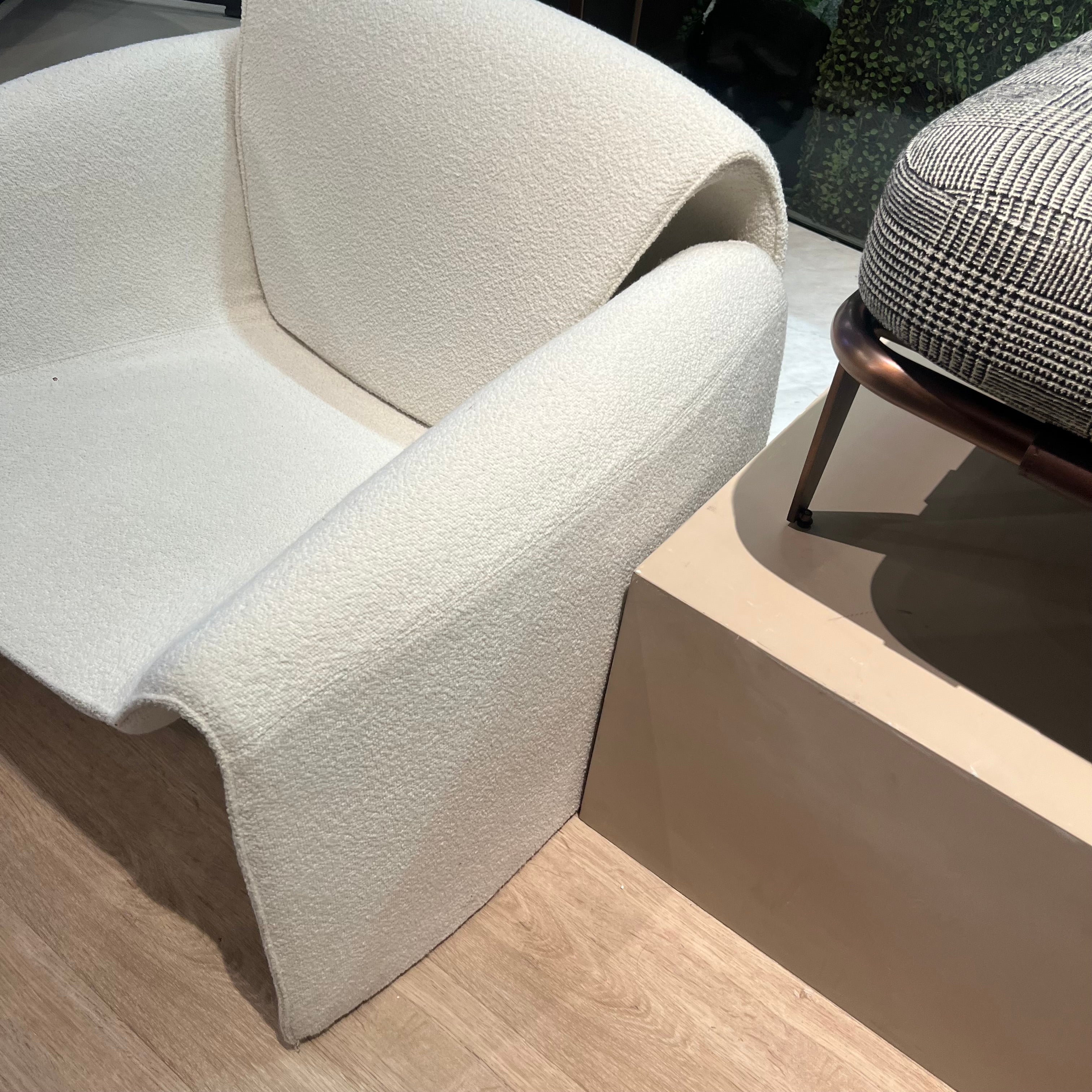 Display Item - New Drancy White Armchair LC056-White beige Nakheel