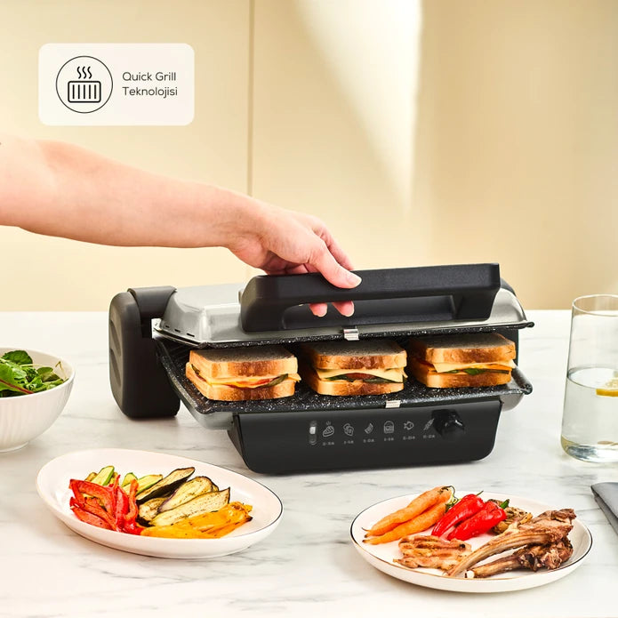 Pre-order 65 Days Delivery - Karaca Crust Grill Toast Grill and Toaster 6 Slices Matte Cream 153.09.01.6893