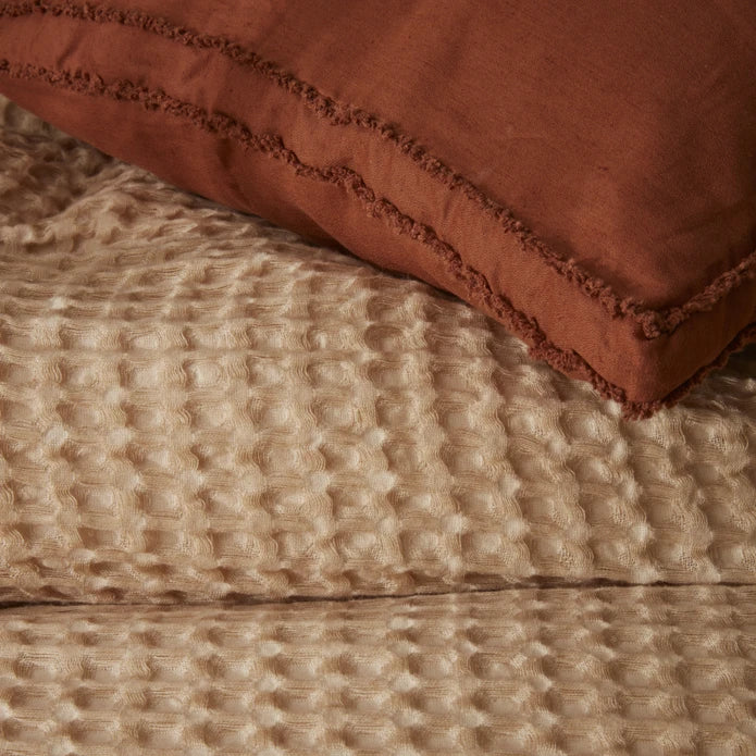 Pre-order 65 Days Delivery - Karaca Home Casey Double Waffle Blanket 200x230 cm Beige 200.22.01.0087