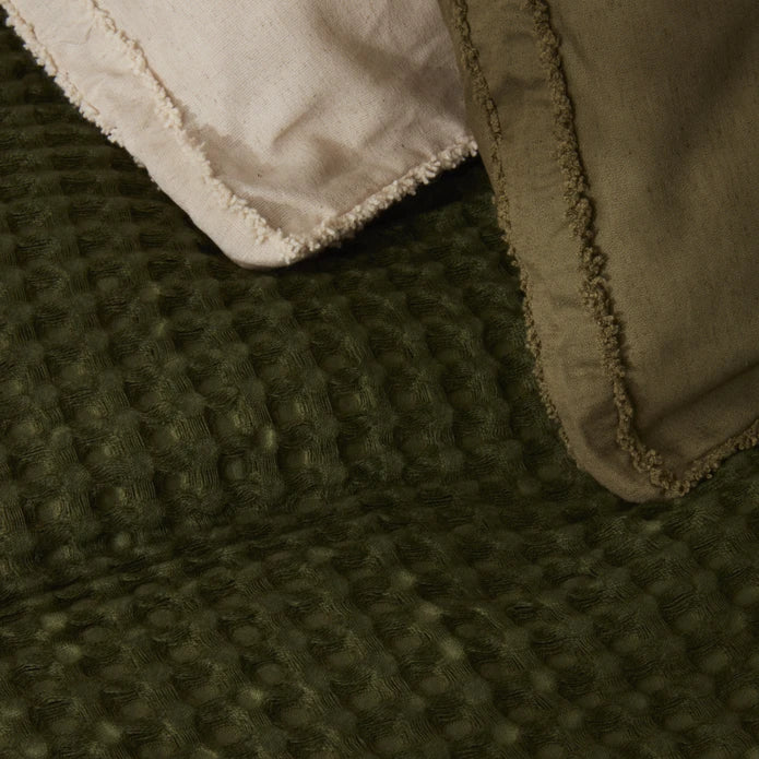 Pre-order 65 Days Delivery - Karaca Home Casey Double Waffle Blanket 200x230 cm Green 200.22.01.0086