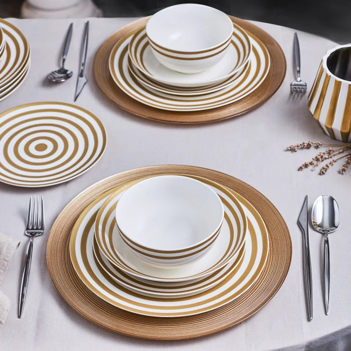 Karaca Sunshine Gold 24 Piece Porcelain Dinner Set for 6 Persons 153.03.08.1789 -  Dinnerware Sets | طقم عشاء كاراجا صن شاين جولد 24 قطعة بورسلين لـ 6 أشخاص - ebarza Furniture UAE | Shop Modern Furniture in Abu Dhabi & Dubai - مفروشات ايبازرا في الامارات | تسوق اثاث عصري وديكورات مميزة في دبي وابوظبي