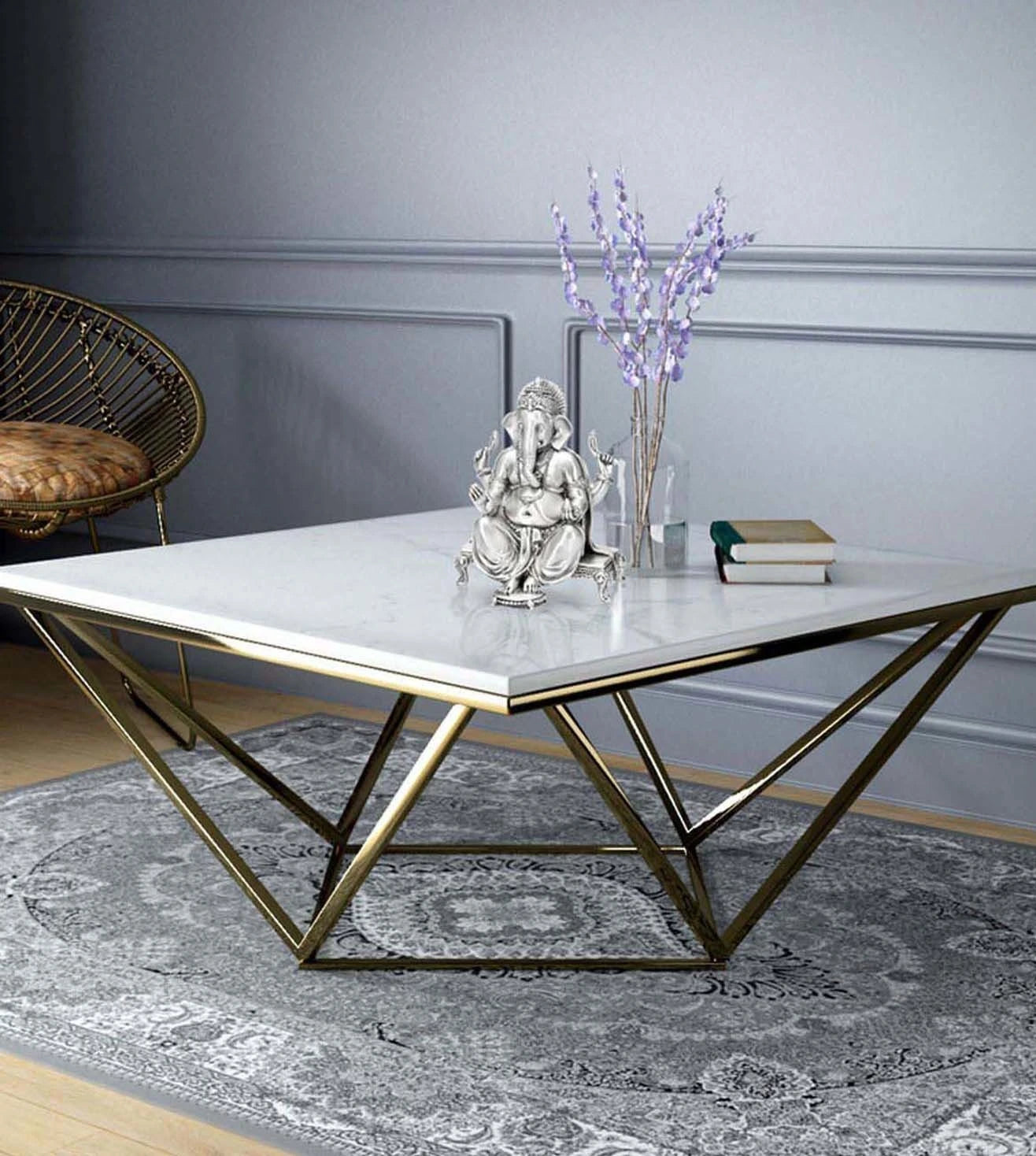 Marble and stainless steel coffee deals table