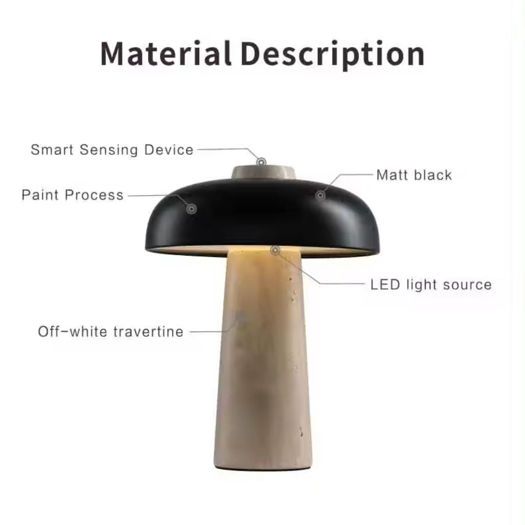 Matt Black Iron And Travertine Table Lamp MT80591-1-240 -  Desk/table Lamps - ebarza Furniture UAE | Shop Modern Furniture in Abu Dhabi & Dubai - مفروشات ايبازرا في الامارات | تسوق اثاث عصري وديكورات مميزة في دبي وابوظبي