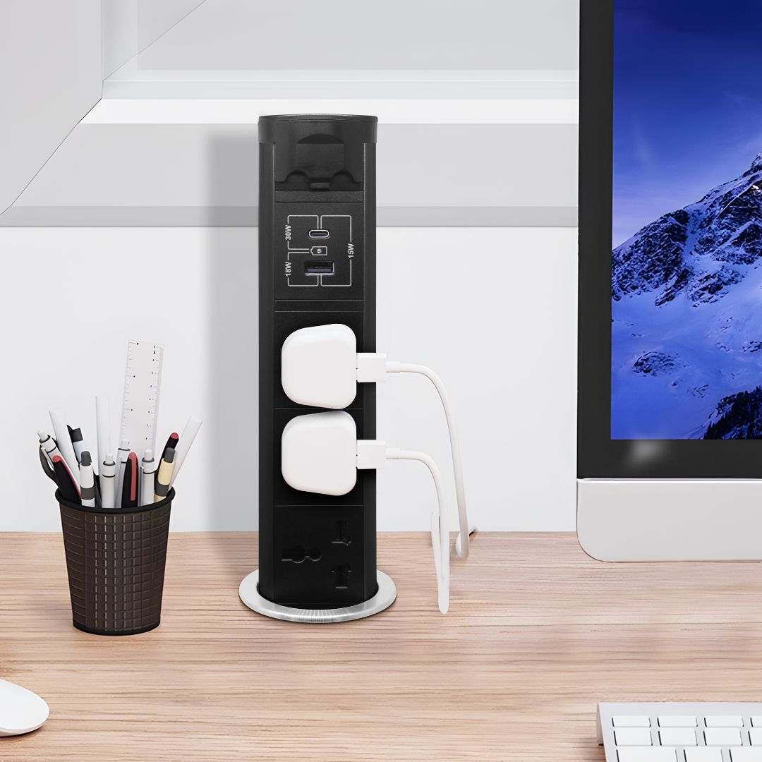 Motorized Vertical Pop Up Socket UP72 -  Smart Sockets - ebarza Furniture UAE | Shop Modern Furniture in Abu Dhabi & Dubai - مفروشات ايبازرا في الامارات | تسوق اثاث عصري وديكورات مميزة في دبي وابوظبي