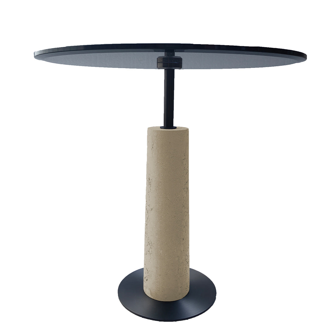 Orizzonte Travertine Side Table - 212ST-S -  Side Tables - ebarza Furniture UAE | Shop Modern Furniture in Abu Dhabi & Dubai - مفروشات ايبازرا في الامارات | تسوق اثاث عصري وديكورات مميزة في دبي وابوظبي