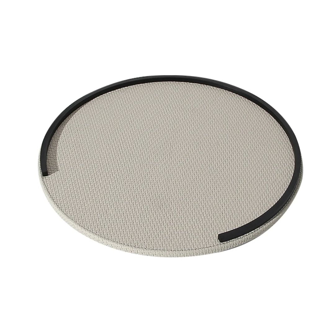 Pale Grey Faux Leather Tray With Black Metal Detail FB-PG2147 -  Trays - ebarza Furniture UAE | Shop Modern Furniture in Abu Dhabi & Dubai - مفروشات ايبازرا في الامارات | تسوق اثاث عصري وديكورات مميزة في دبي وابوظبي