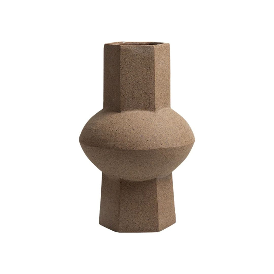 Round-Bellied Hexagonal Vase-A FF-D23087A -  Vases - ebarza Furniture UAE | Shop Modern Furniture in Abu Dhabi & Dubai - مفروشات ايبازرا في الامارات | تسوق اثاث عصري وديكورات مميزة في دبي وابوظبي