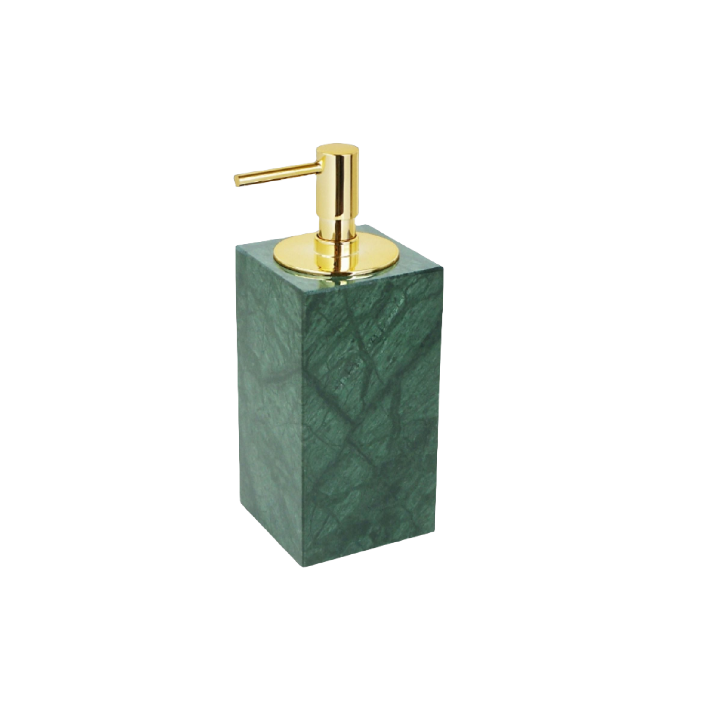 Indian Green Marble Square High Hand Sanitizer Bottle (Bright Gold Nozzle) SBK840-1 -  Bathroom Accessories - ebarza Furniture UAE | Shop Modern Furniture in Abu Dhabi & Dubai - مفروشات ايبازرا في الامارات | تسوق اثاث عصري وديكورات مميزة في دبي وابوظبي