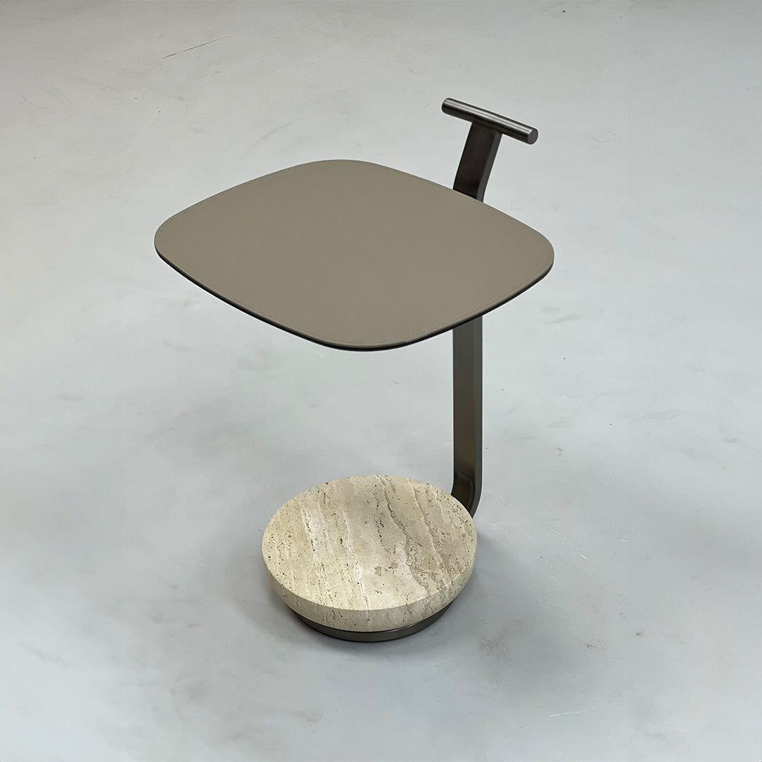 Saddle Leather Side Table JK-D148 -  Side Tables - ebarza Furniture UAE | Shop Modern Furniture in Abu Dhabi & Dubai - مفروشات ايبازرا في الامارات | تسوق اثاث عصري وديكورات مميزة في دبي وابوظبي