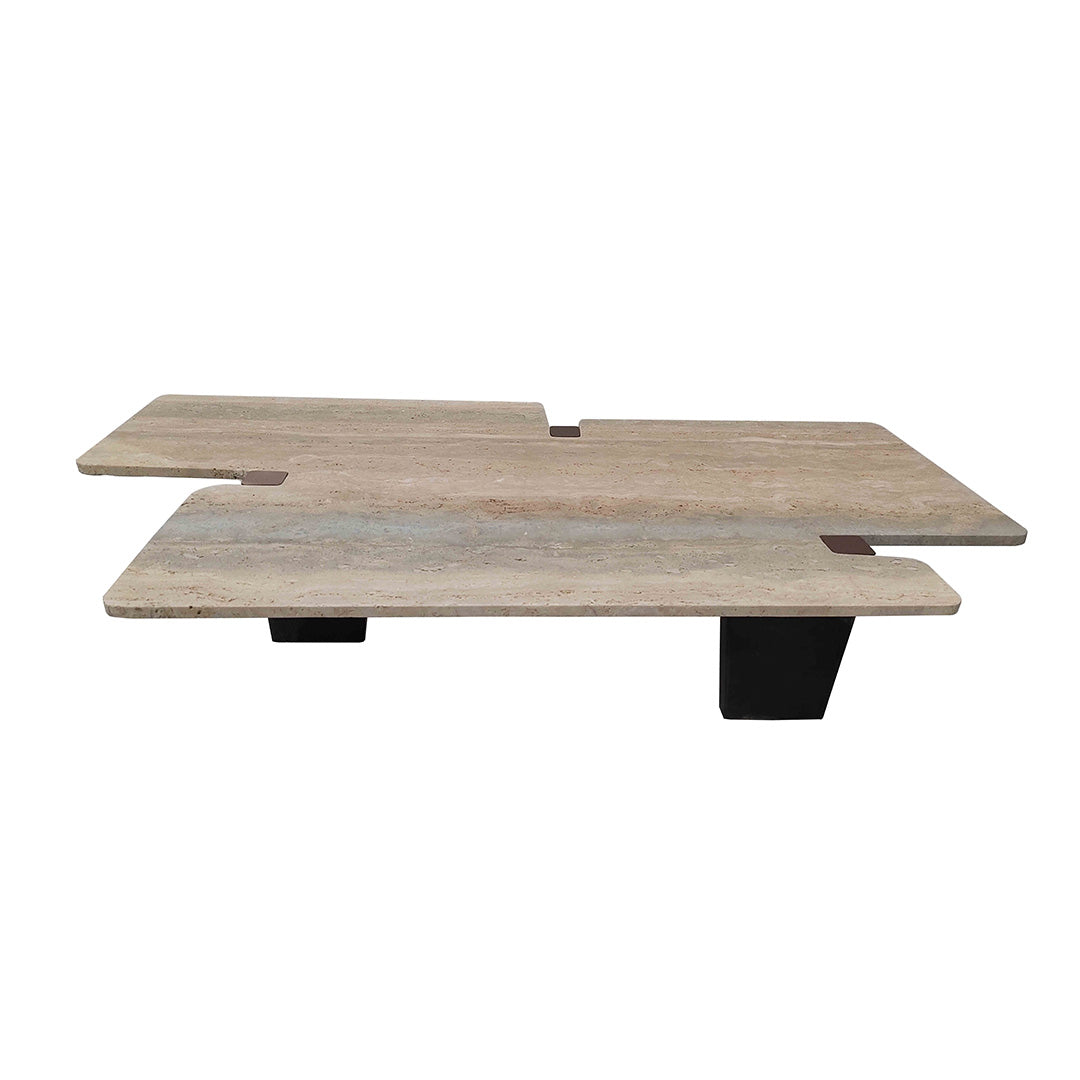 Silvia Travertine Center Table - 449CT -  Coffee tables - ebarza Furniture UAE | Shop Modern Furniture in Abu Dhabi & Dubai - مفروشات ايبازرا في الامارات | تسوق اثاث عصري وديكورات مميزة في دبي وابوظبي