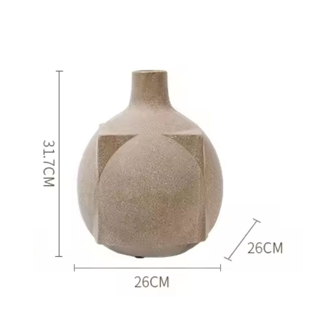 Square Ball Vase Brown FD-D23025B -  Vases - ebarza Furniture UAE | Shop Modern Furniture in Abu Dhabi & Dubai - مفروشات ايبازرا في الامارات | تسوق اثاث عصري وديكورات مميزة في دبي وابوظبي