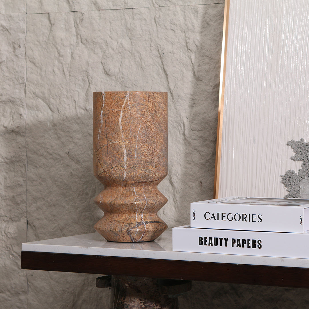 Stone Vase-L KB3017AL -  Vases - ebarza Furniture UAE | Shop Modern Furniture in Abu Dhabi & Dubai - مفروشات ايبازرا في الامارات | تسوق اثاث عصري وديكورات مميزة في دبي وابوظبي