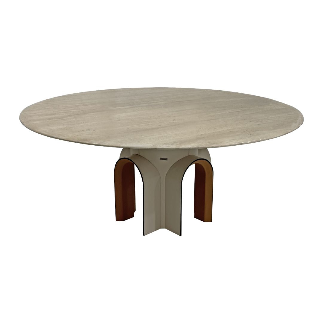 Pre-order 35 Days Delivery Travertine Stone Dining Table DT-A232 -  Dining Tables - ebarza Furniture UAE | Shop Modern Furniture in Abu Dhabi & Dubai - مفروشات ايبازرا في الامارات | تسوق اثاث عصري وديكورات مميزة في دبي وابوظبي