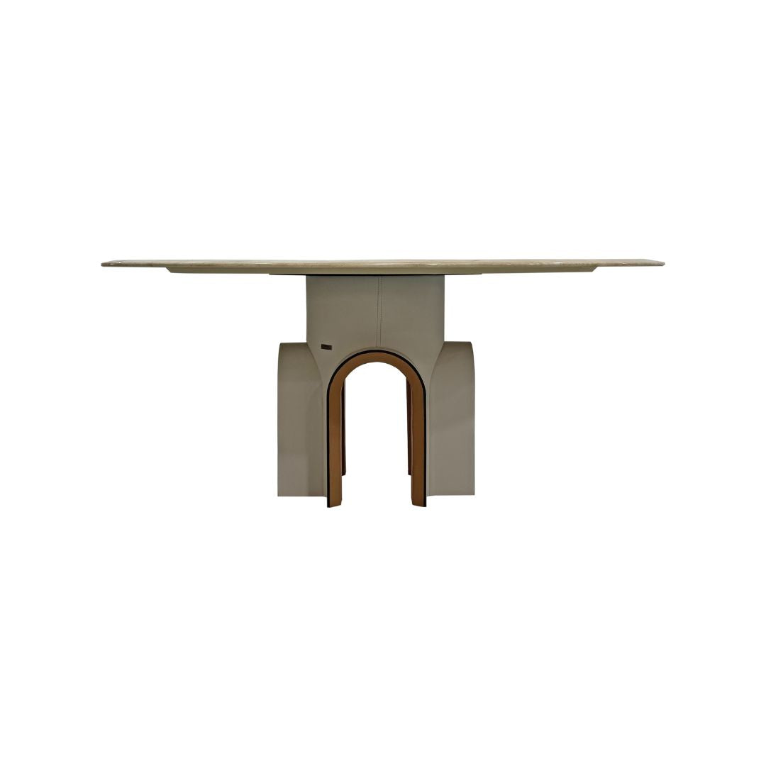 Pre-order 35 Days Delivery Travertine Stone Dining Table DT-A232 -  Dining Tables - ebarza Furniture UAE | Shop Modern Furniture in Abu Dhabi & Dubai - مفروشات ايبازرا في الامارات | تسوق اثاث عصري وديكورات مميزة في دبي وابوظبي