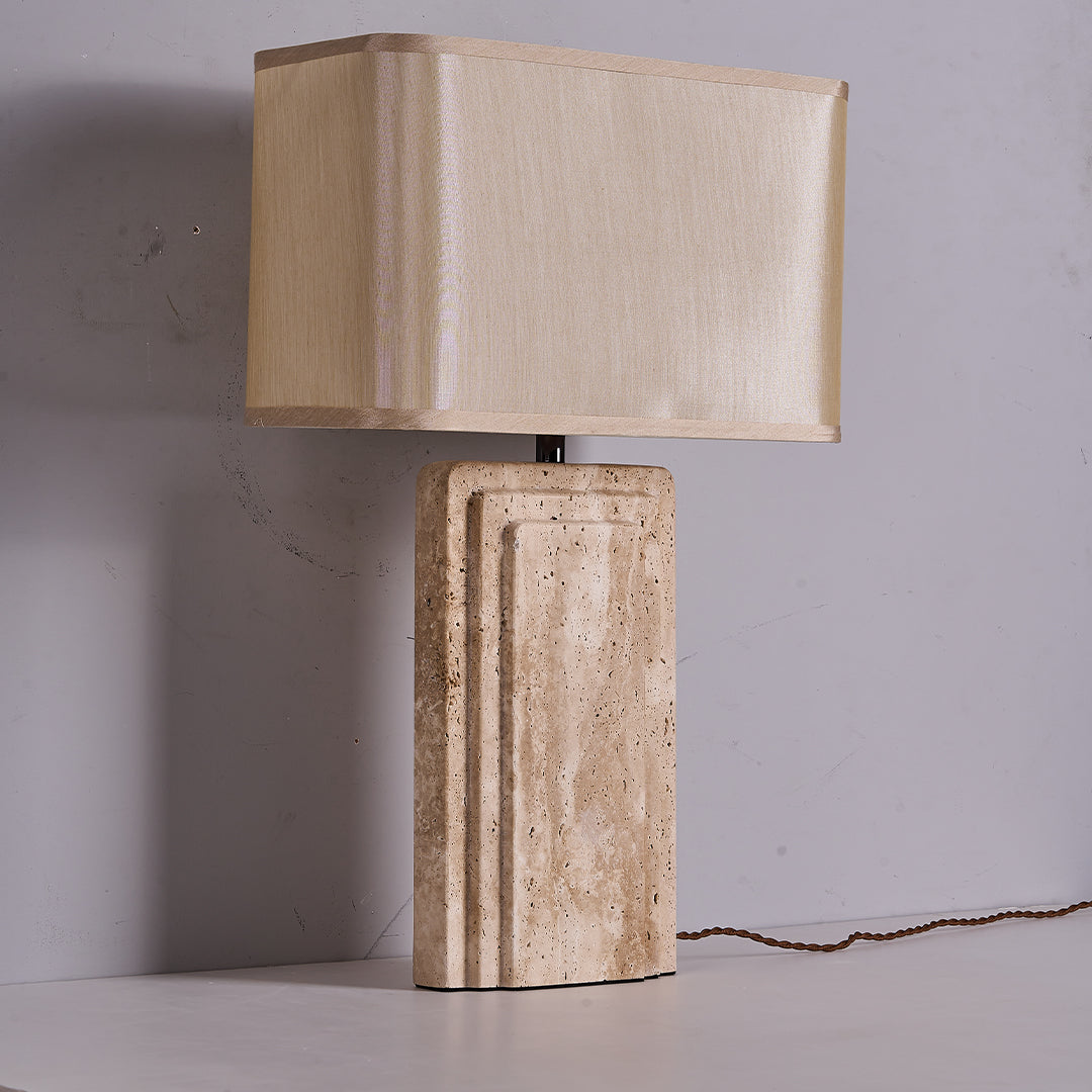 Travertine White Shade Table Lamp JA050 -  Desk\table Lamps - ebarza Furniture UAE | Shop Modern Furniture in Abu Dhabi & Dubai - مفروشات ايبازرا في الامارات | تسوق اثاث عصري وديكورات مميزة في دبي وابوظبي