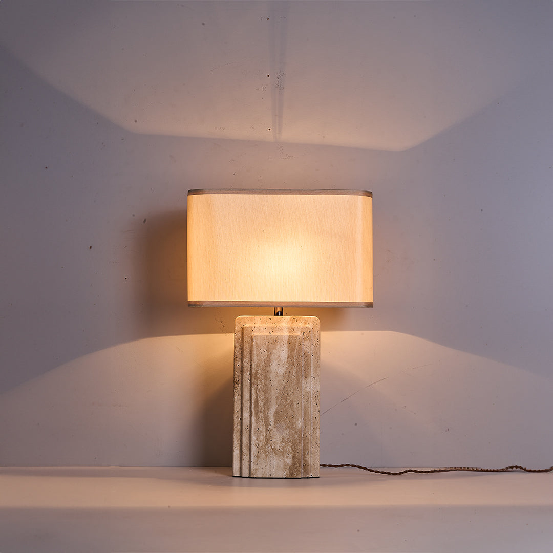 Travertine White Shade Table Lamp JA050 -  Desk\table Lamps - ebarza Furniture UAE | Shop Modern Furniture in Abu Dhabi & Dubai - مفروشات ايبازرا في الامارات | تسوق اثاث عصري وديكورات مميزة في دبي وابوظبي