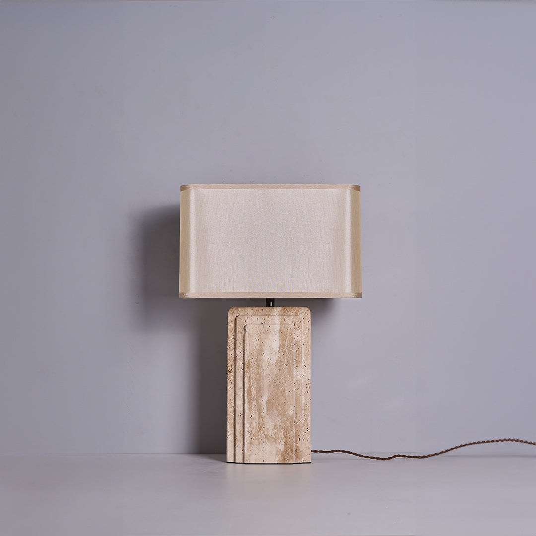 Travertine White Shade Table Lamp JA050 -  Desk\table Lamps - ebarza Furniture UAE | Shop Modern Furniture in Abu Dhabi & Dubai - مفروشات ايبازرا في الامارات | تسوق اثاث عصري وديكورات مميزة في دبي وابوظبي